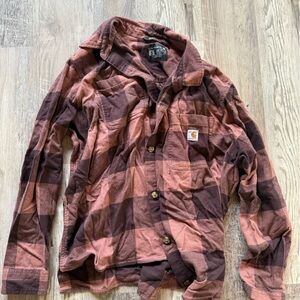 Carhartt women’s Casual Plaid Shirt in Brown and Black